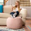 Jaxx Ellis Ottoman Shearling Faux-Lamb Plush Pouf for Modern Interior Design