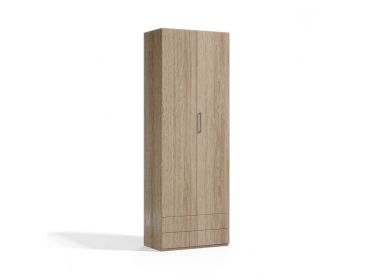 Double Wardrobe Bi-Fold Door (Color: Light Wood)