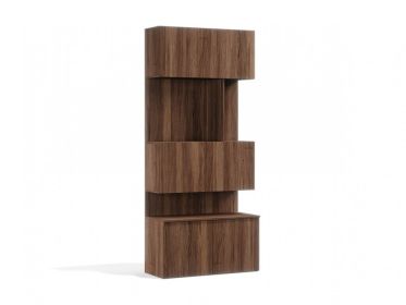 Royal Bookcase with Hidden Desk (Color: Walnut)